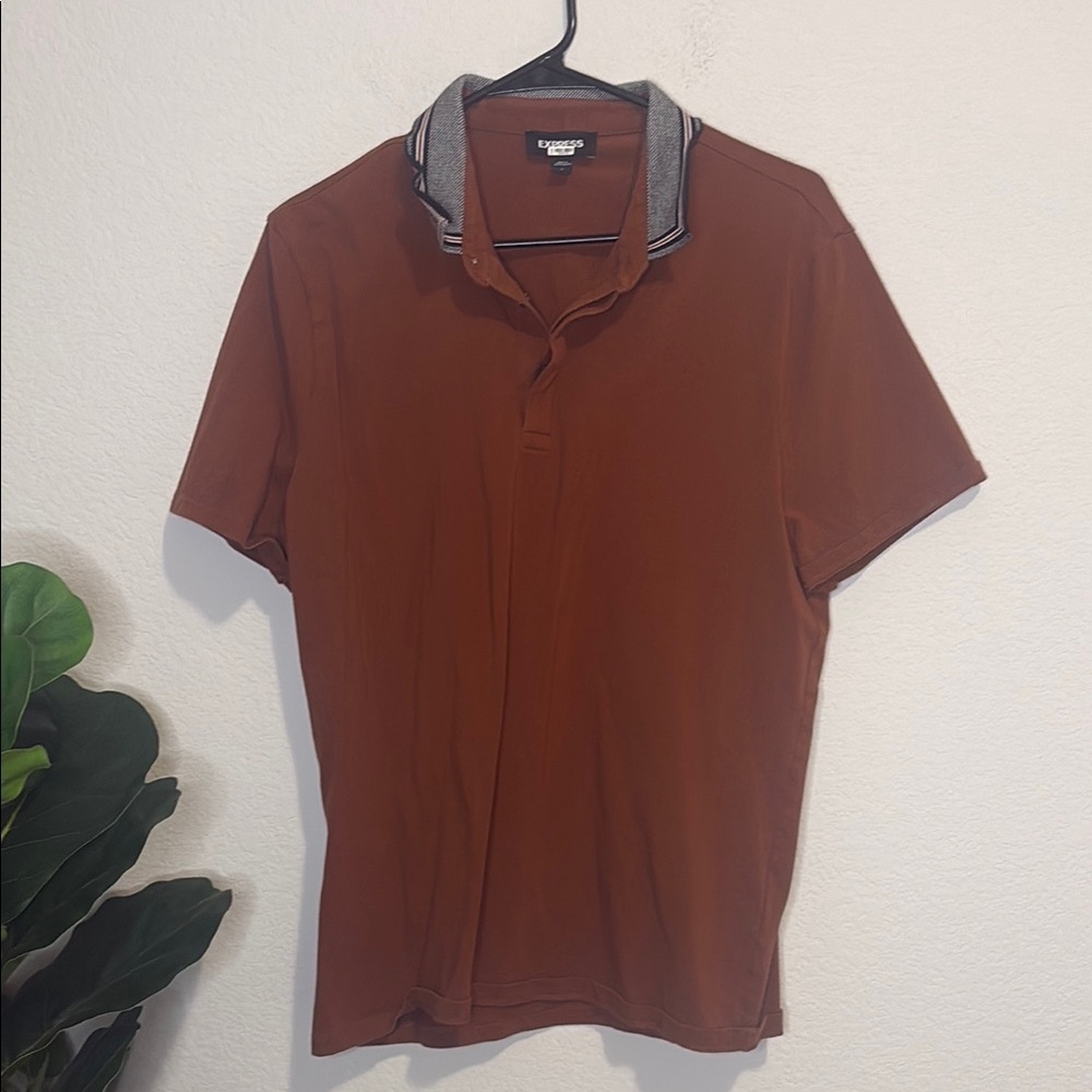 Express Men's Brown polo Shirt Large